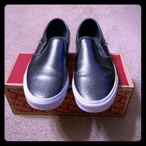 Vans Embossed Gunmetal Asher Slip-On Sneaker